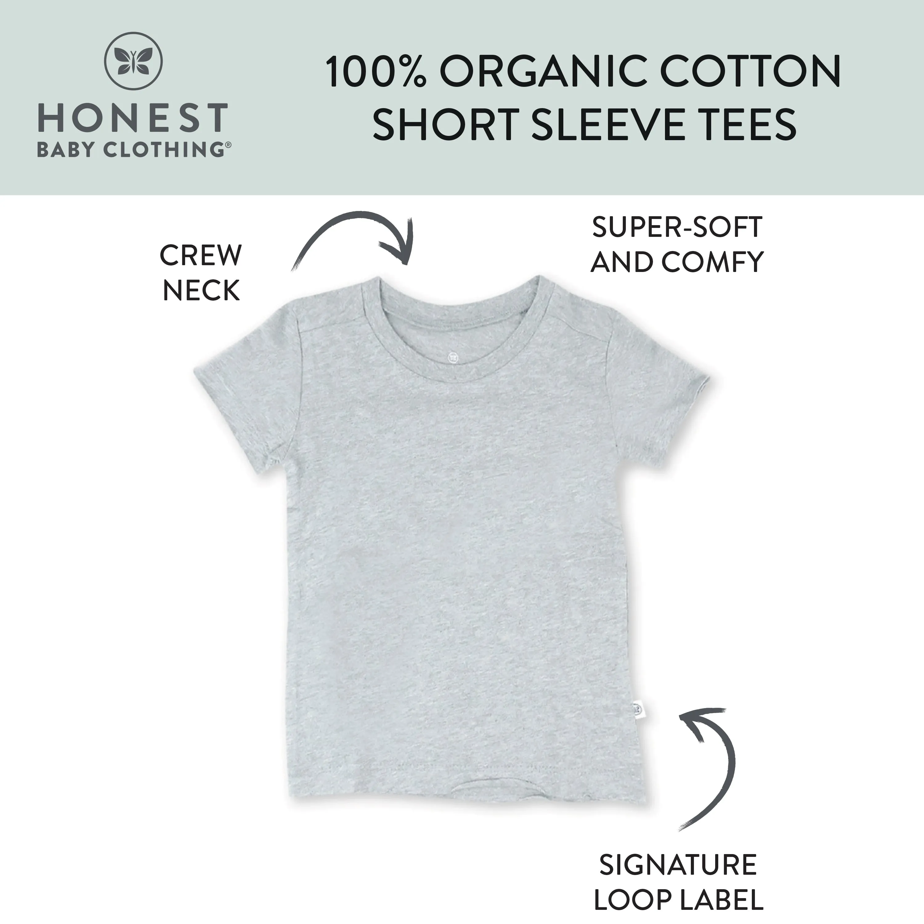 8-Pack Organic Cotton Short Sleeve T-Shirts