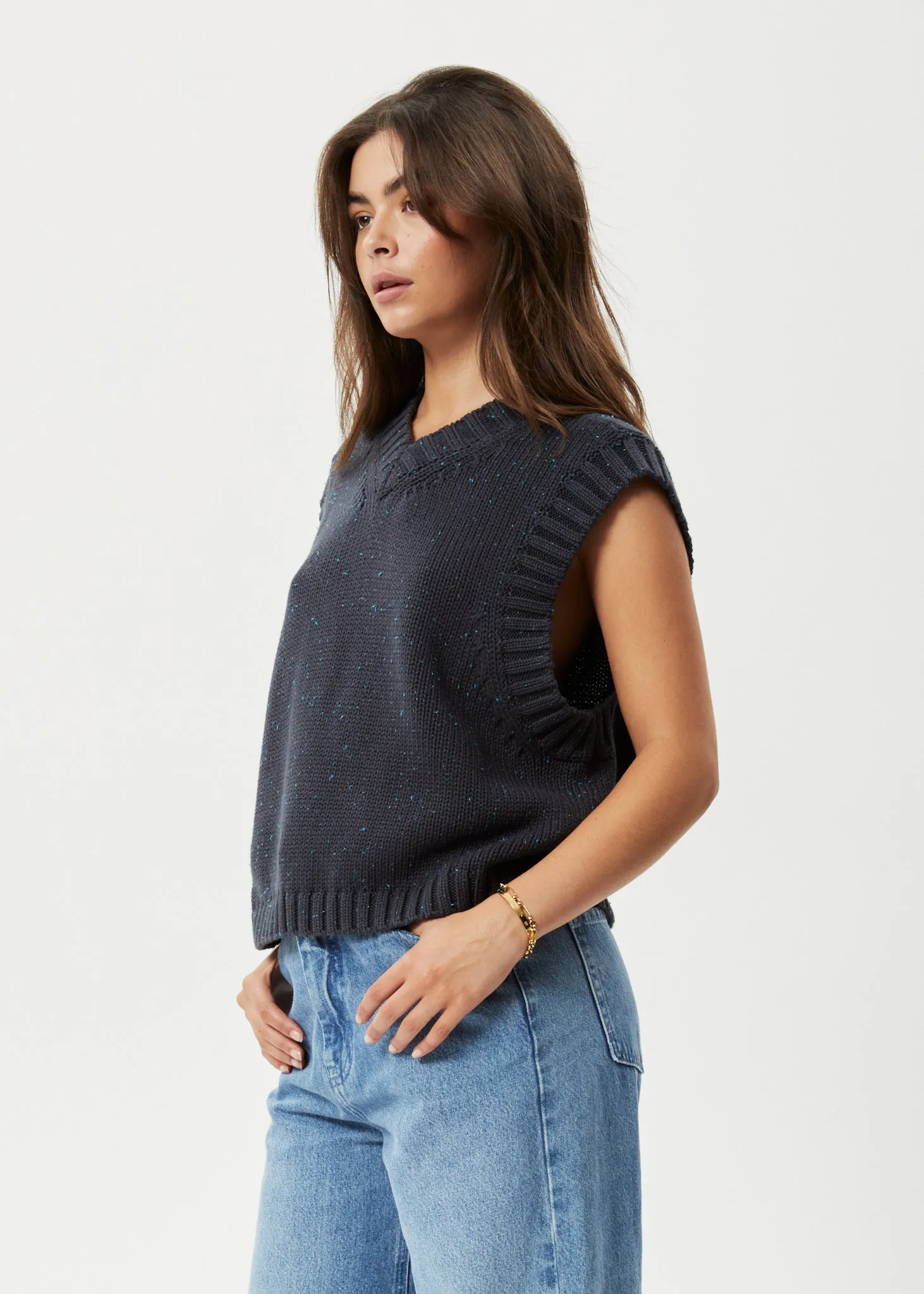 AFENDS Womens Solace - Knit Cropped Vest - Charcoal