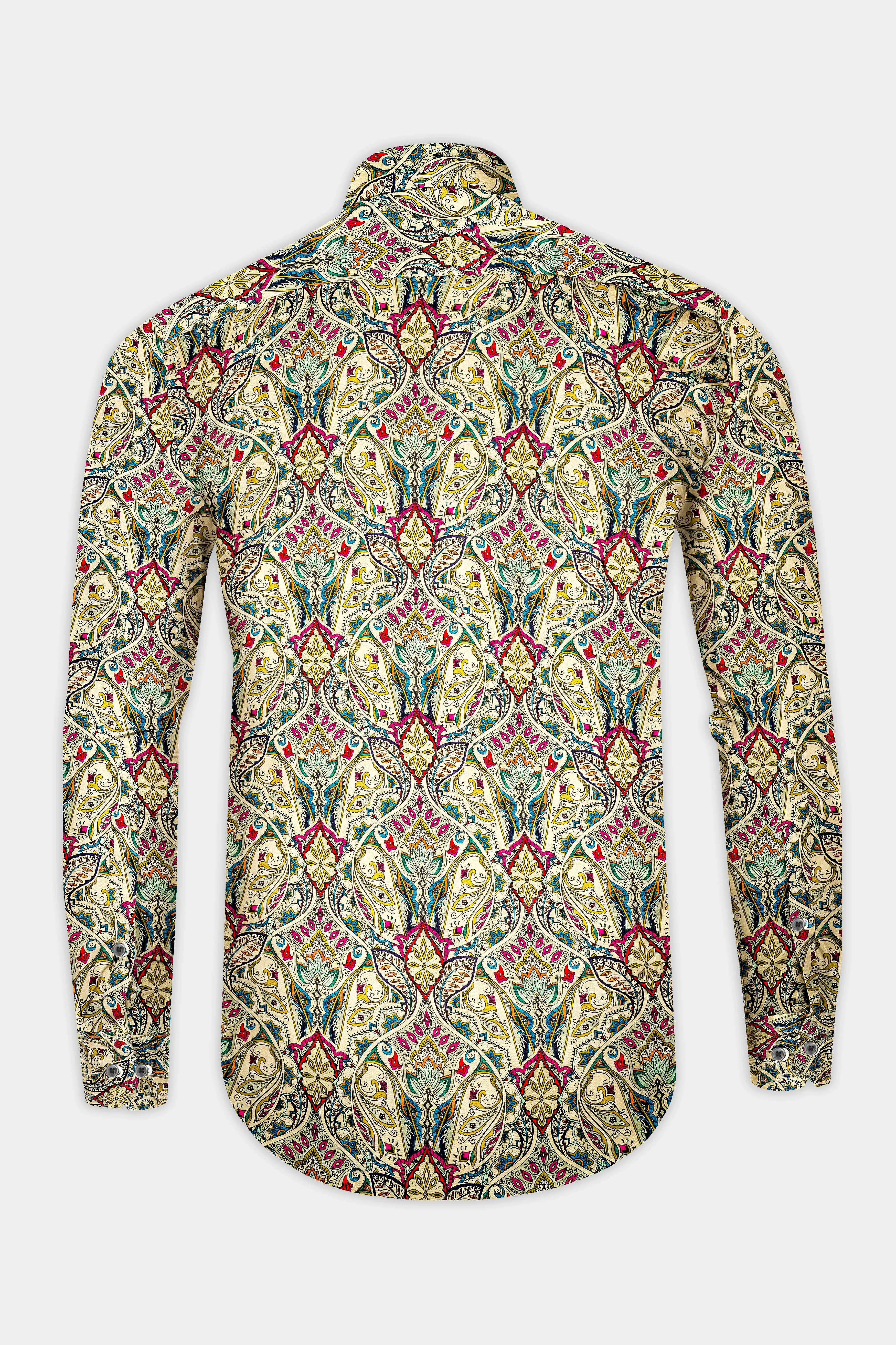 Almond Cream And Vivid Pink Multicolor Printed Super Soft Premium Cotton Shirt