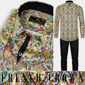 Almond Cream And Vivid Pink Multicolor Printed Super Soft Premium Cotton Shirt