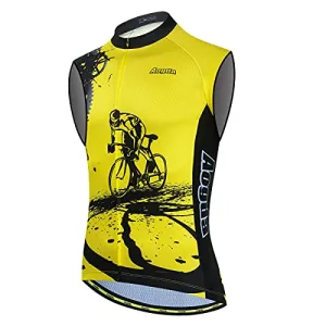 Aogda Cycling Vest For Men Bike Jerseys Team Biking Sleeveless Tops Clothing（Small）