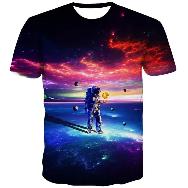 Astronaut T-shirt Men Galaxy T-shirts 3d Space Shirt Print Universe Funny T shirts