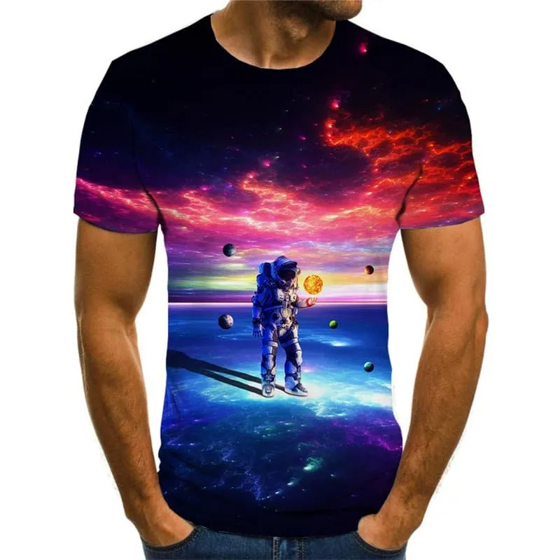 Astronaut T-shirt Men Galaxy T-shirts 3d Space Shirt Print Universe Funny T shirts