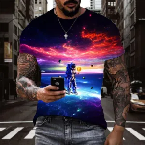 Astronaut T-shirt Men Galaxy T-shirts 3d Space Shirt Print Universe Funny T shirts