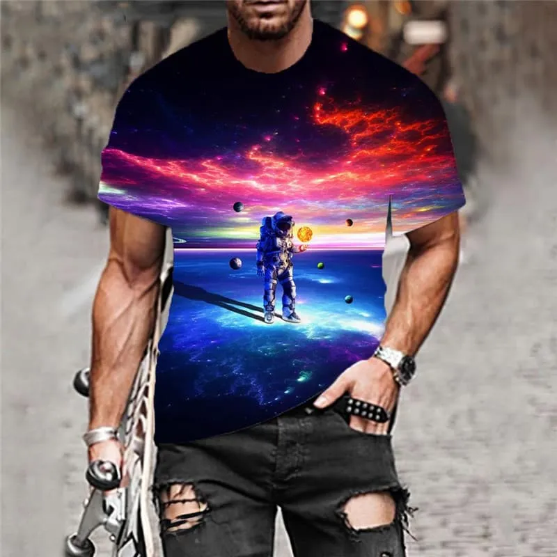 Astronaut T-shirt Men Galaxy T-shirts 3d Space Shirt Print Universe Funny T shirts