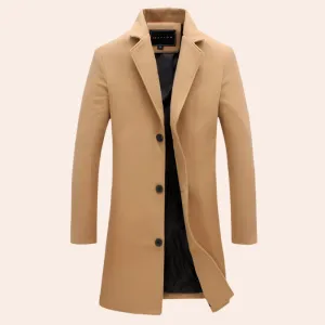 Autumn And Winter New Mens Solid Color Casual Business Woolen Coats