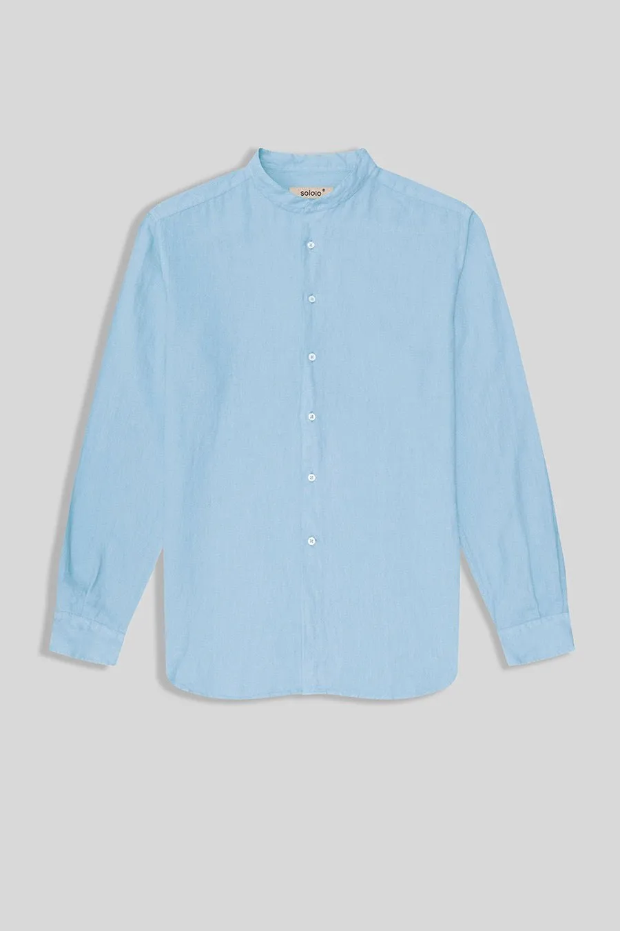 basic linen shirt mao sky blue