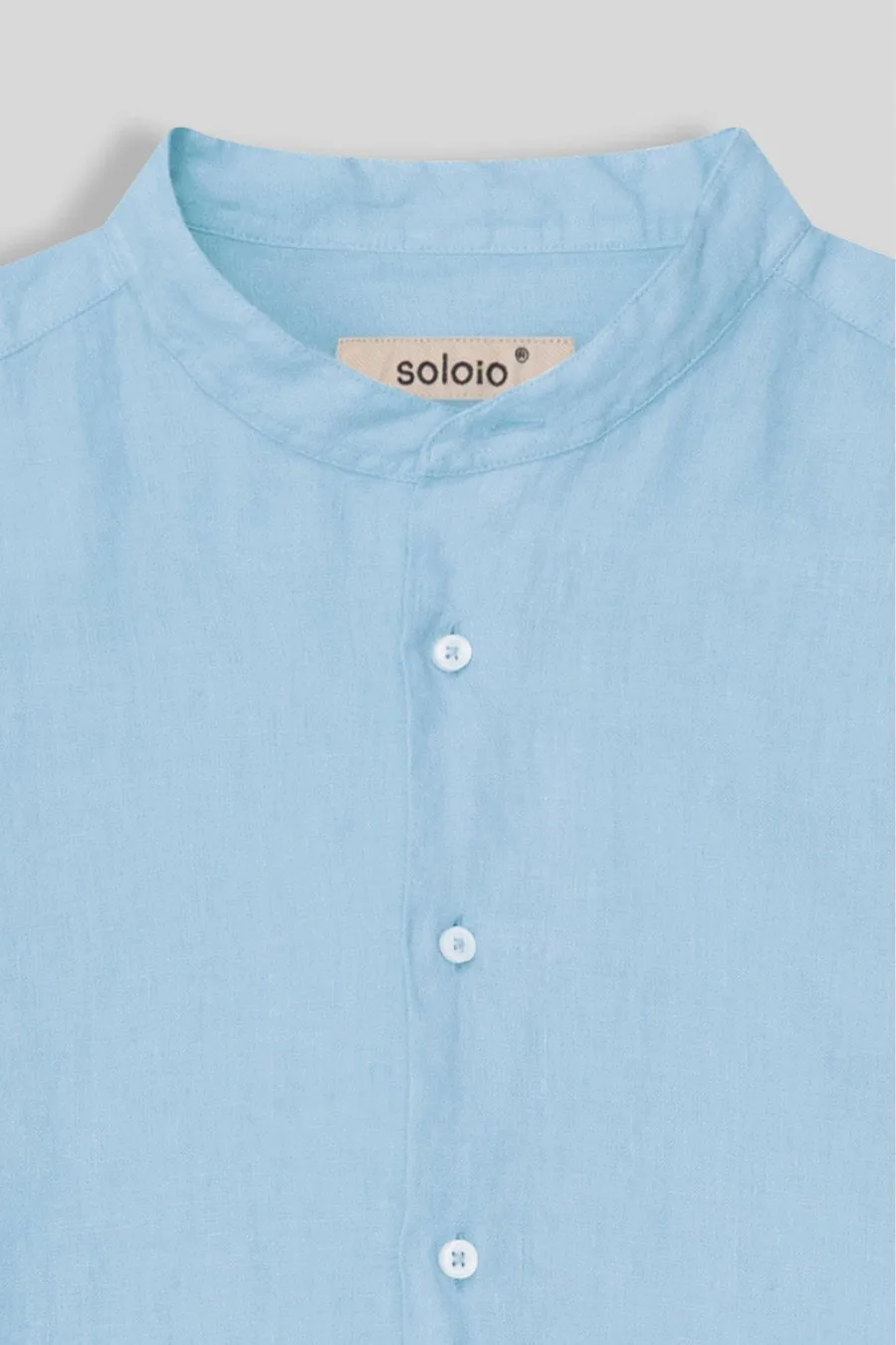 basic linen shirt mao sky blue