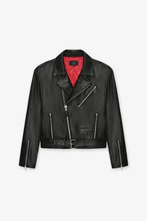 BLACK LEATHER ROCKER JACKET