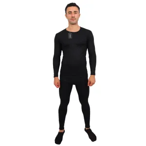 Black Thermal Underwear Set - Keeping Warm Against the Cold Top-Bottom Set