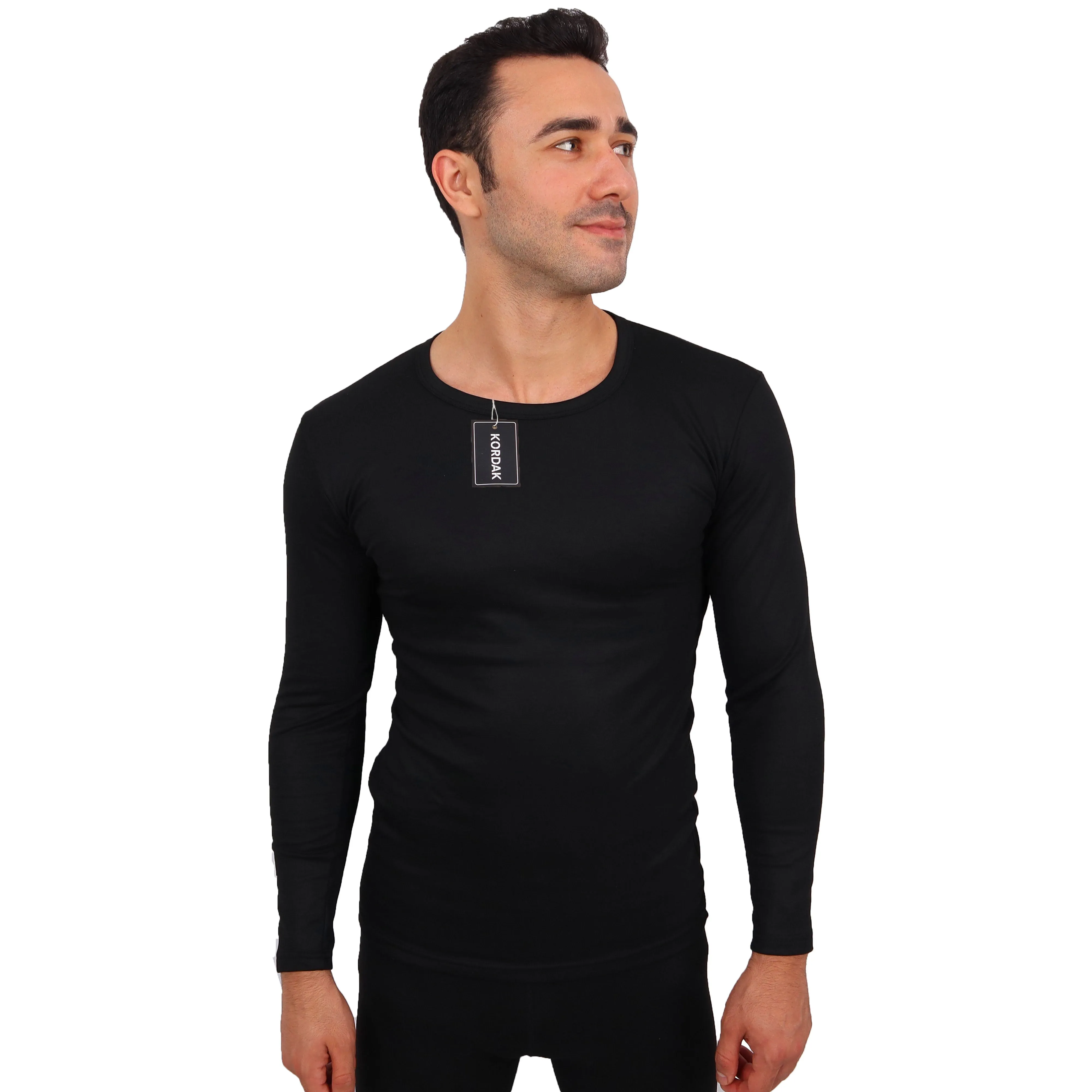 Black Thermal Underwear Set - Keeping Warm Against the Cold Top-Bottom Set