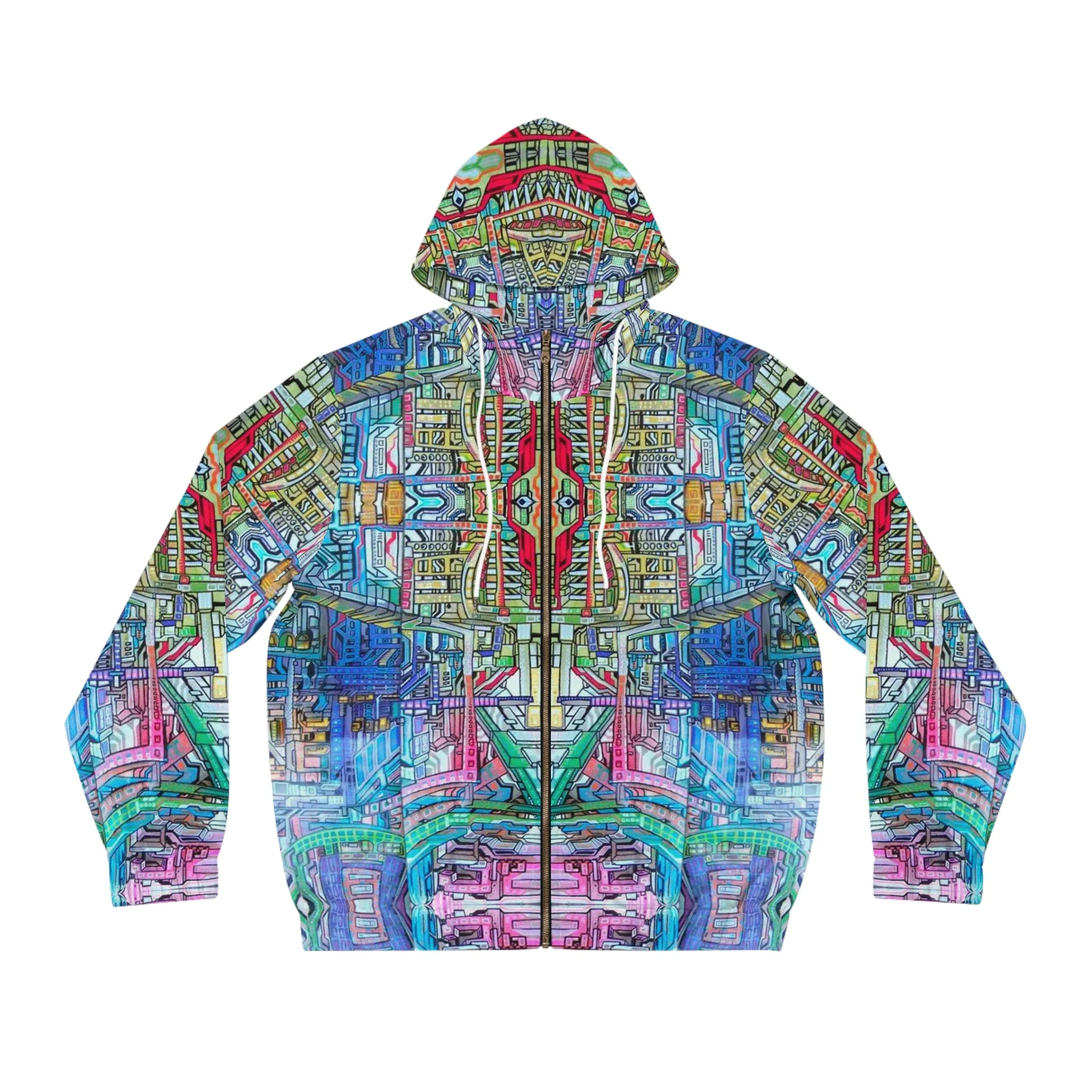 “Blockstrain” - All Over Graphic Zip-Up Hoodie by Artist David Hilborn