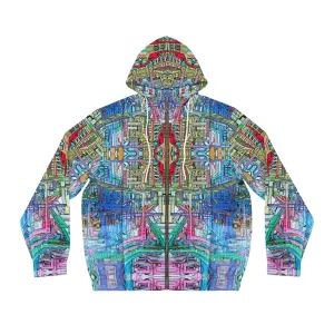 “Blockstrain” - All Over Graphic Zip-Up Hoodie by Artist David Hilborn