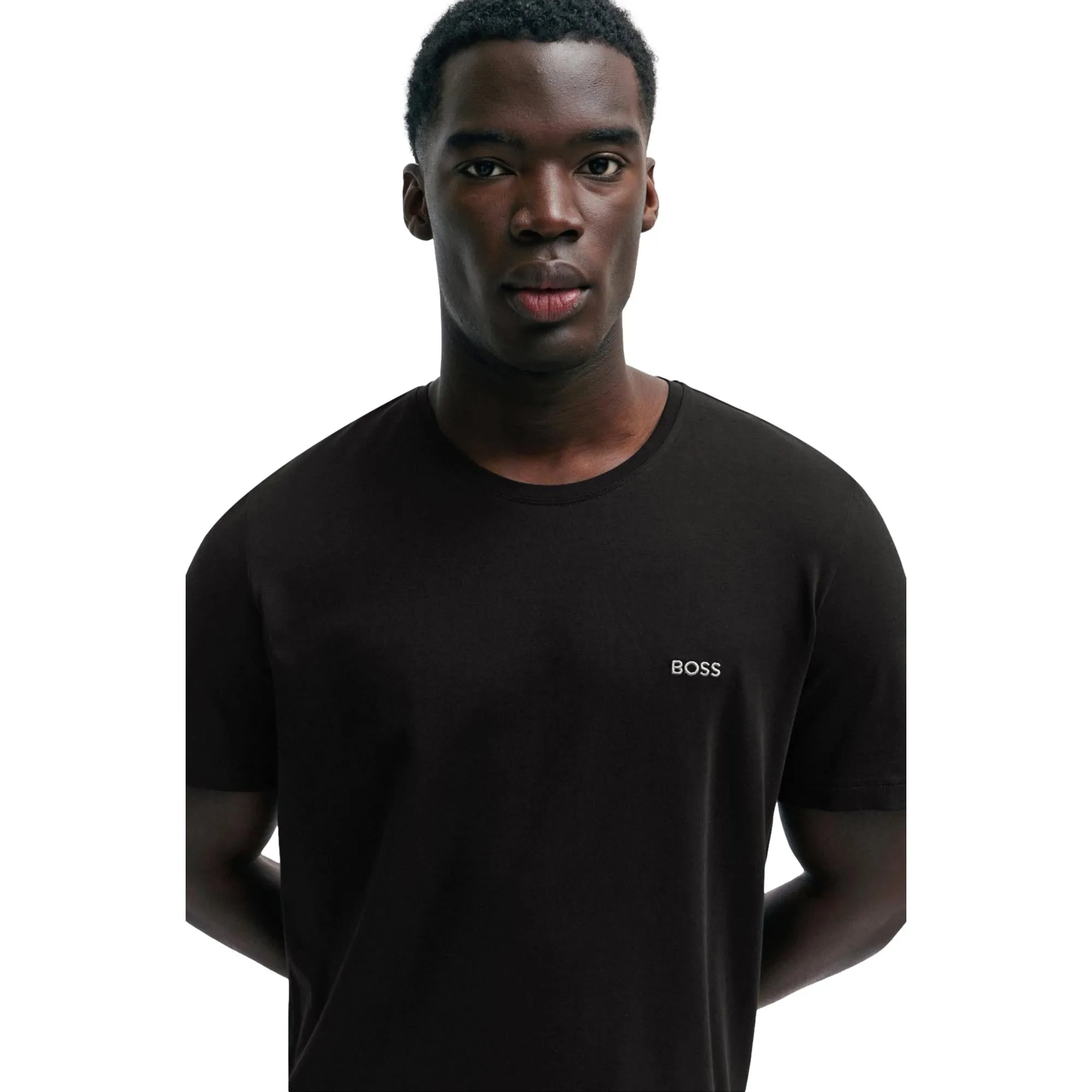 BOSS Men Mix & Match Stretch-Cotton Regular Fit T-Shirt With Logo Detail - Black