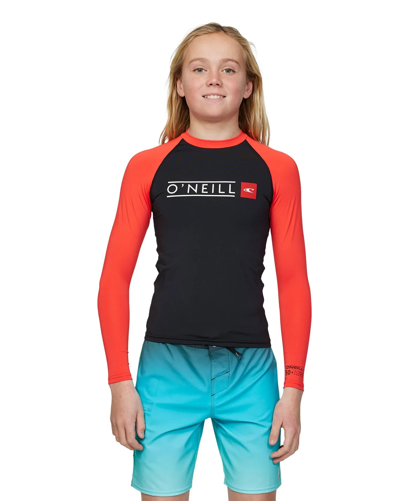 Boy's Reactor Block UV LS Rash Vest - Red