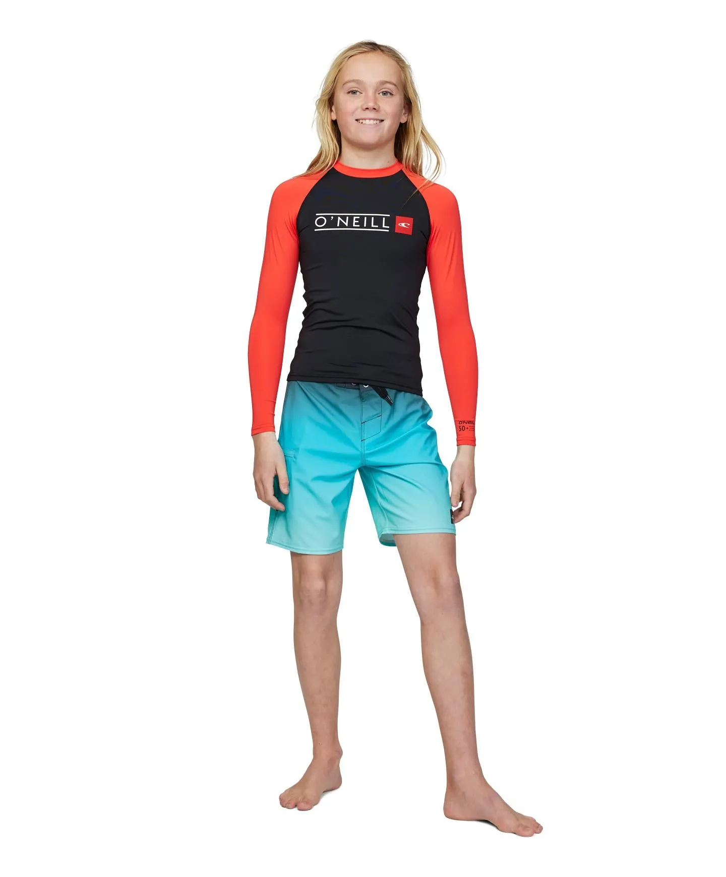 Boy's Reactor Block UV LS Rash Vest - Red