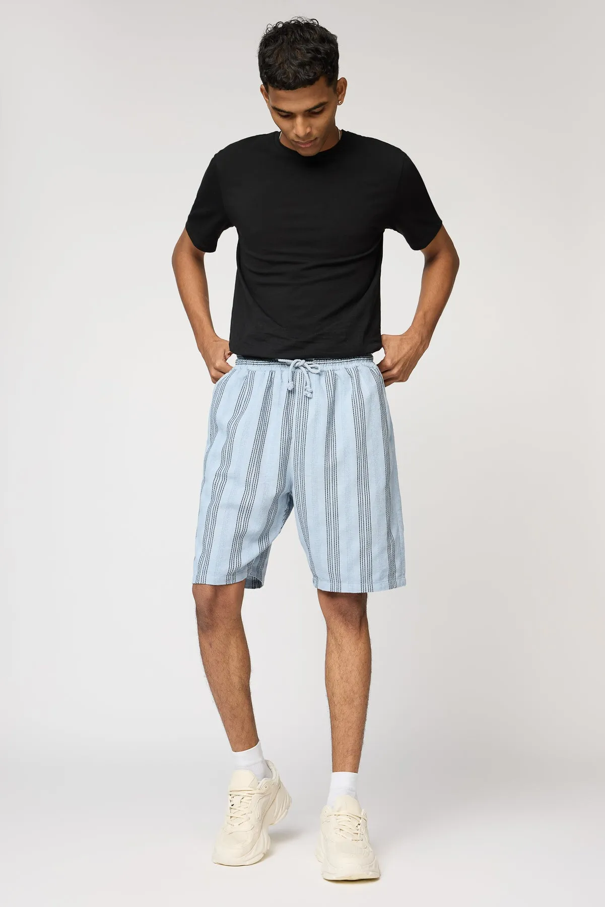 Bright Blue Striped Men's Bermuda Shorts