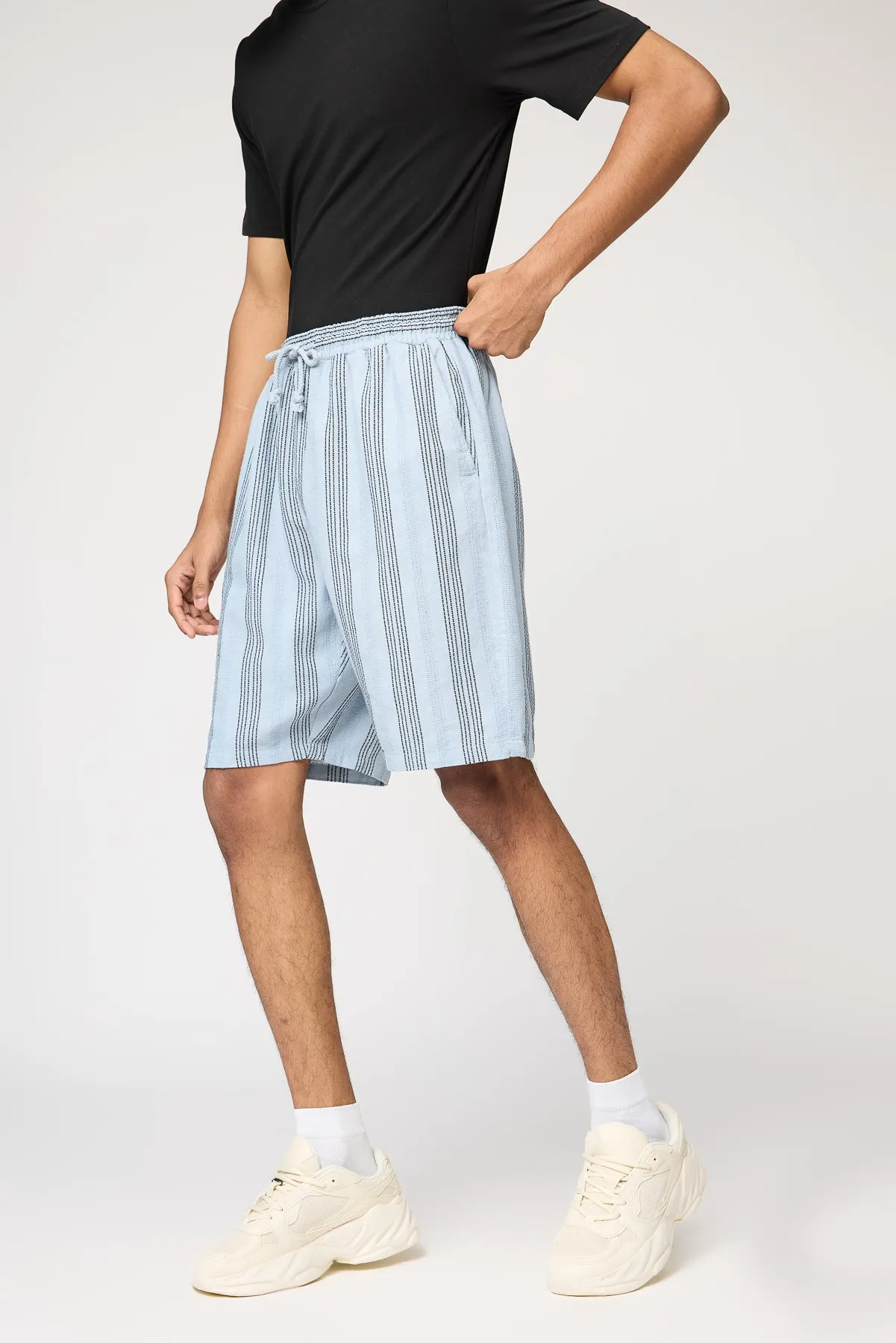 Bright Blue Striped Men's Bermuda Shorts