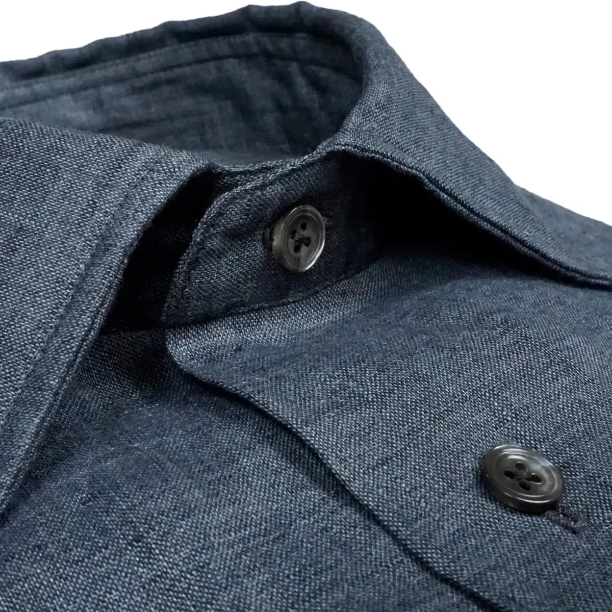 Charcoal Grey Pure Italian Linen Long Sleeve Shirt