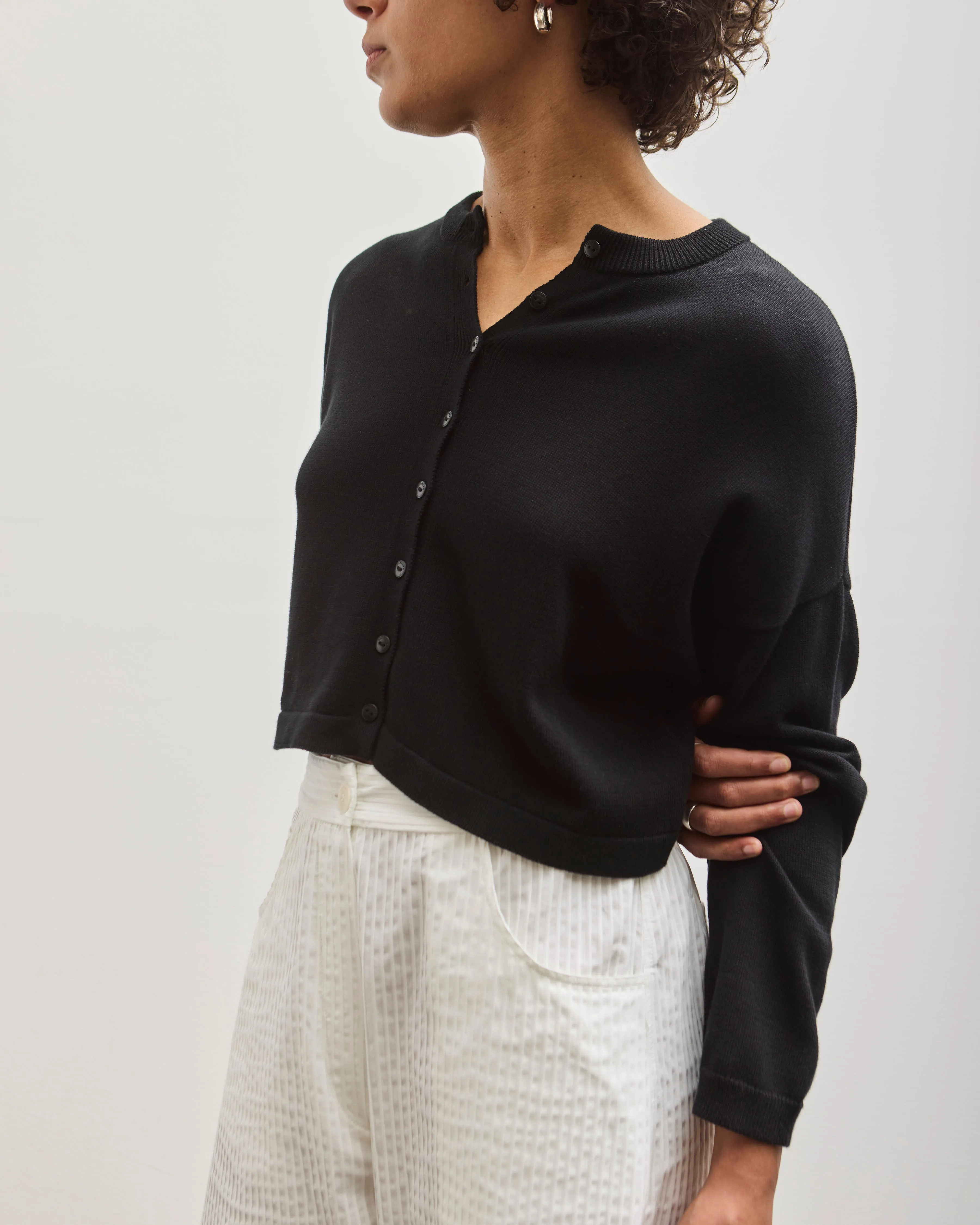 Cordera Cropped Cardigan, Black