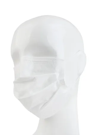 Disposable 3 Ply Face Mask in white, 50 PK (non-medical)