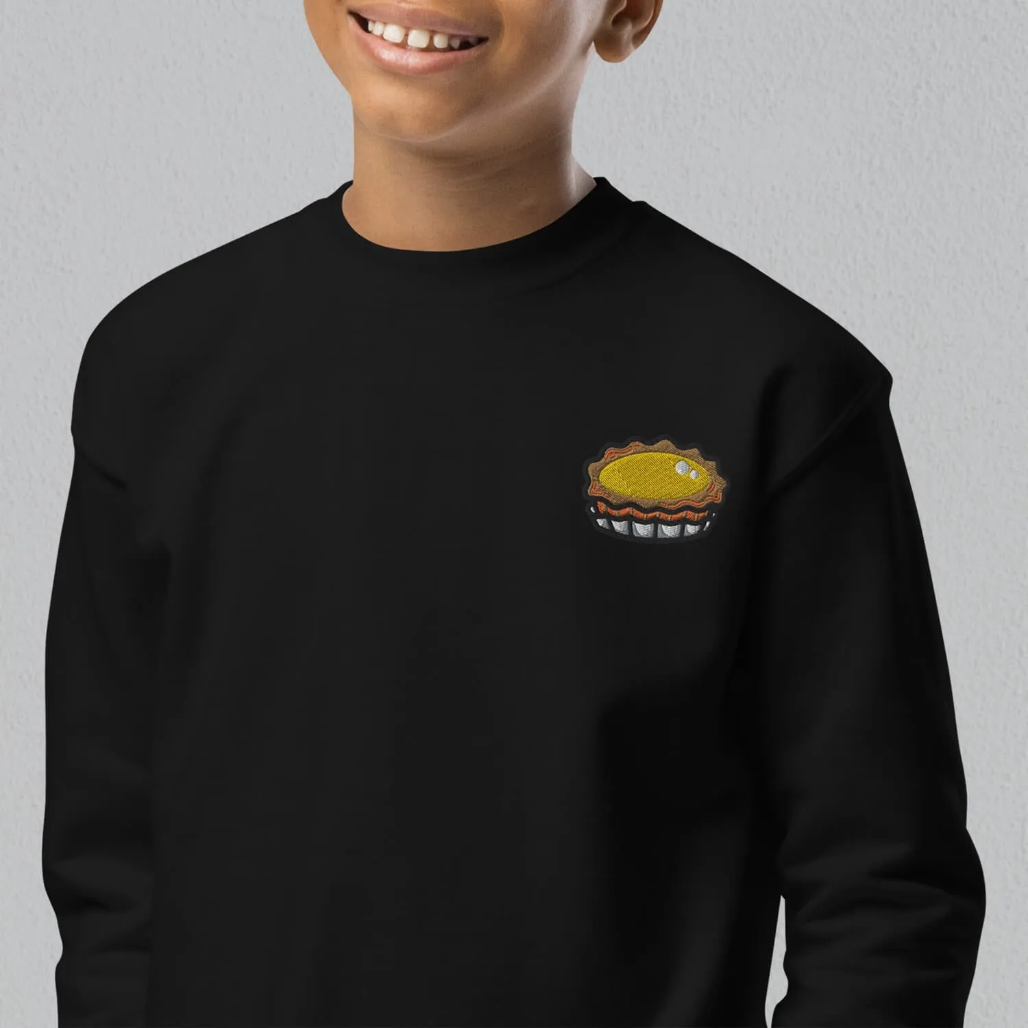 Egg Tart Embroidered Kids Sweatshirt