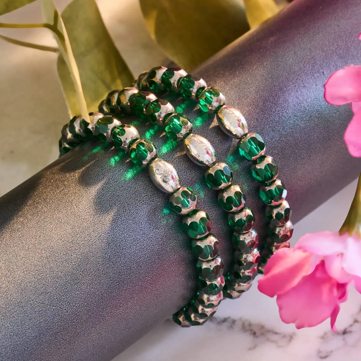 Emerald Forest | .925 Sterling Silver | Radiant Facets Crystal Bracelet