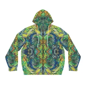 “Flourish” - All Over Graphic Zip-Up Hoodie by Artist David Hilborn