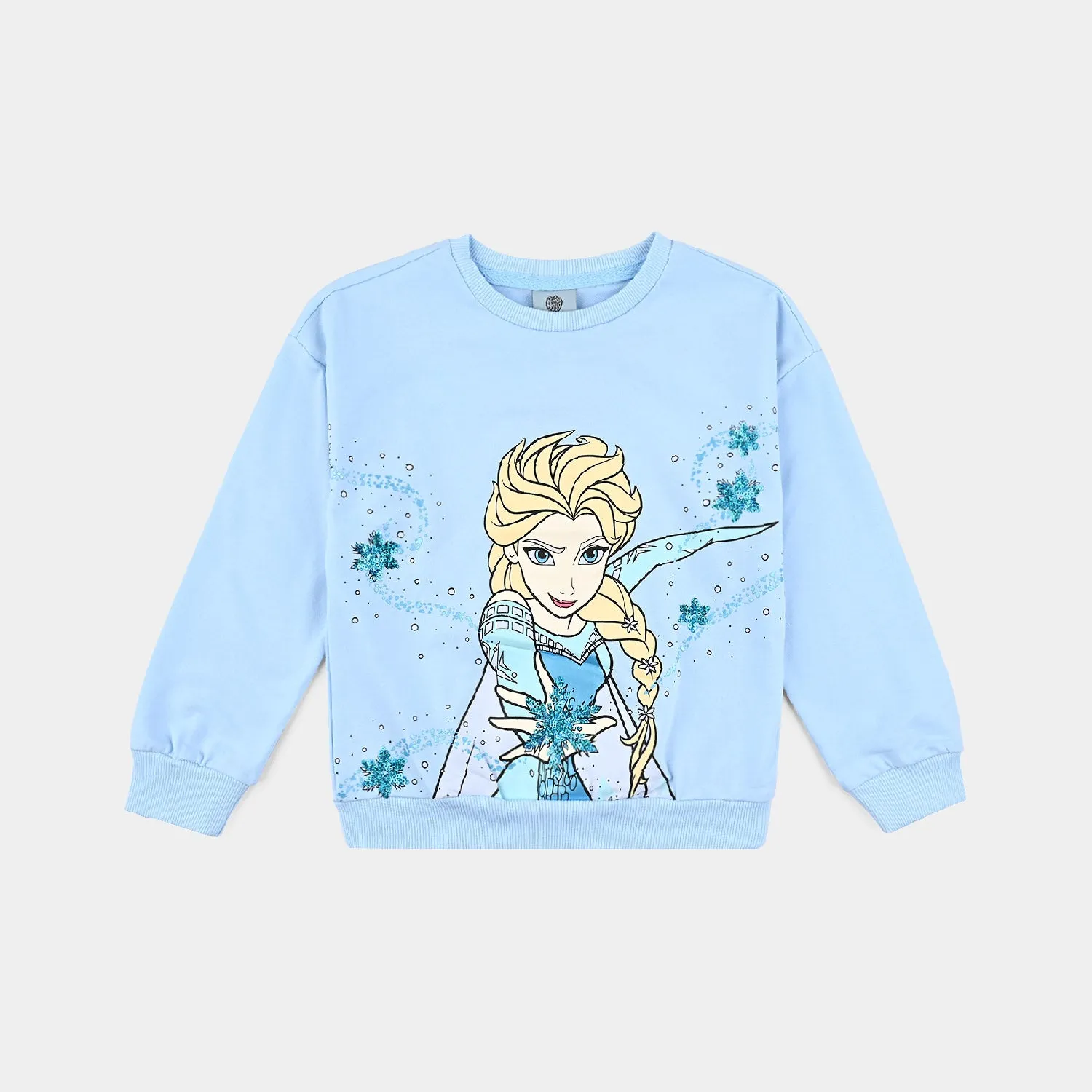 Girls Cotton Terry Sweatshirt Character-LT.Blue