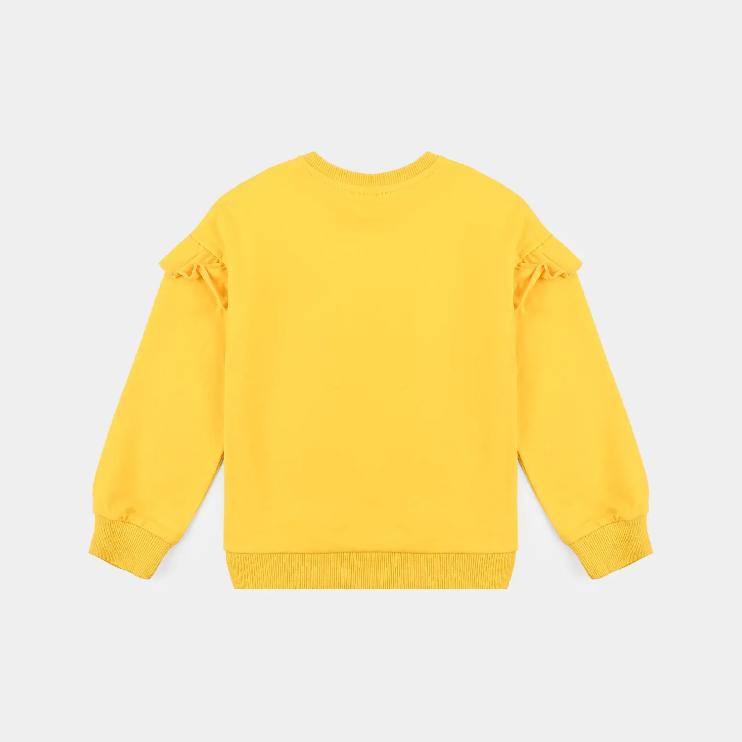 Girls Cotton Terry Sweatshirt Character -Mustard