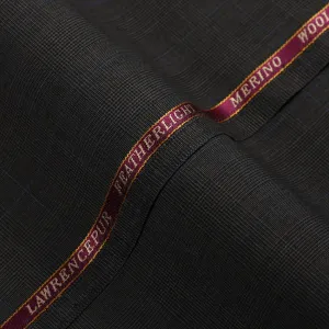 Glen Plaid Checks-Charcoal Grey, Wool Blend, Featherlight Suiting Fabric