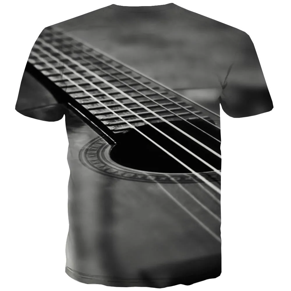 Guitar T-shirt Men Music T-shirts Graphic Wooden Tshirts Casual Metal T-shirts 3d