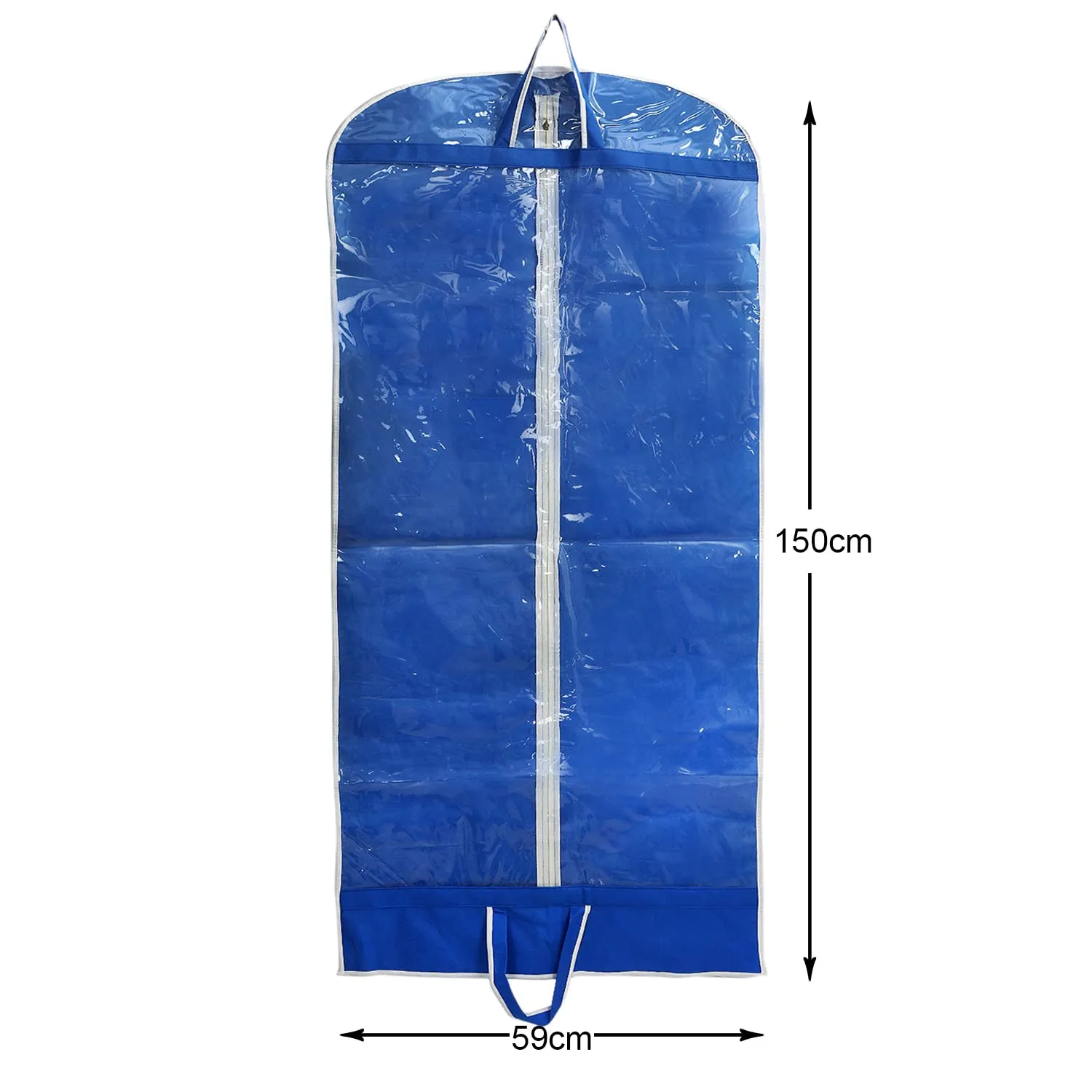 Heart Home Non Woven Foldable Long Tranasparent Garment Cover For for Sherwani, Coat, Kurti & More With Zipper- Pack of 2 (Blue)-47HH01265