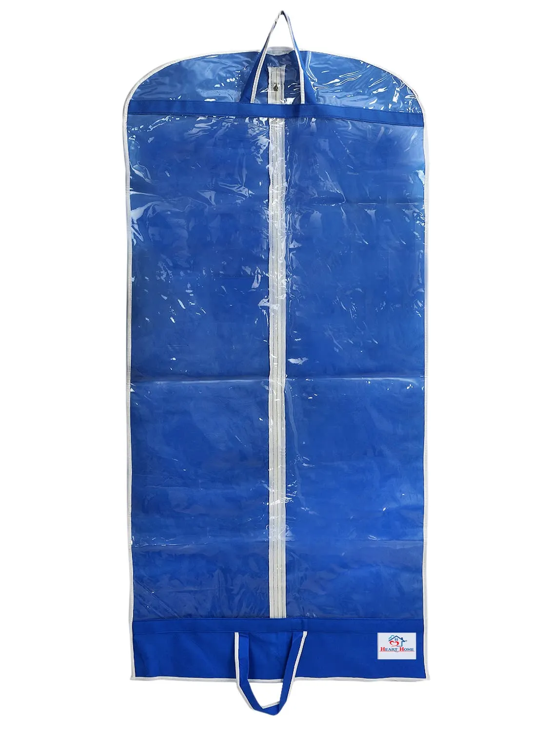 Heart Home Non Woven Foldable Long Tranasparent Garment Cover For for Sherwani, Coat, Kurti & More With Zipper- Pack of 2 (Blue)-47HH01265