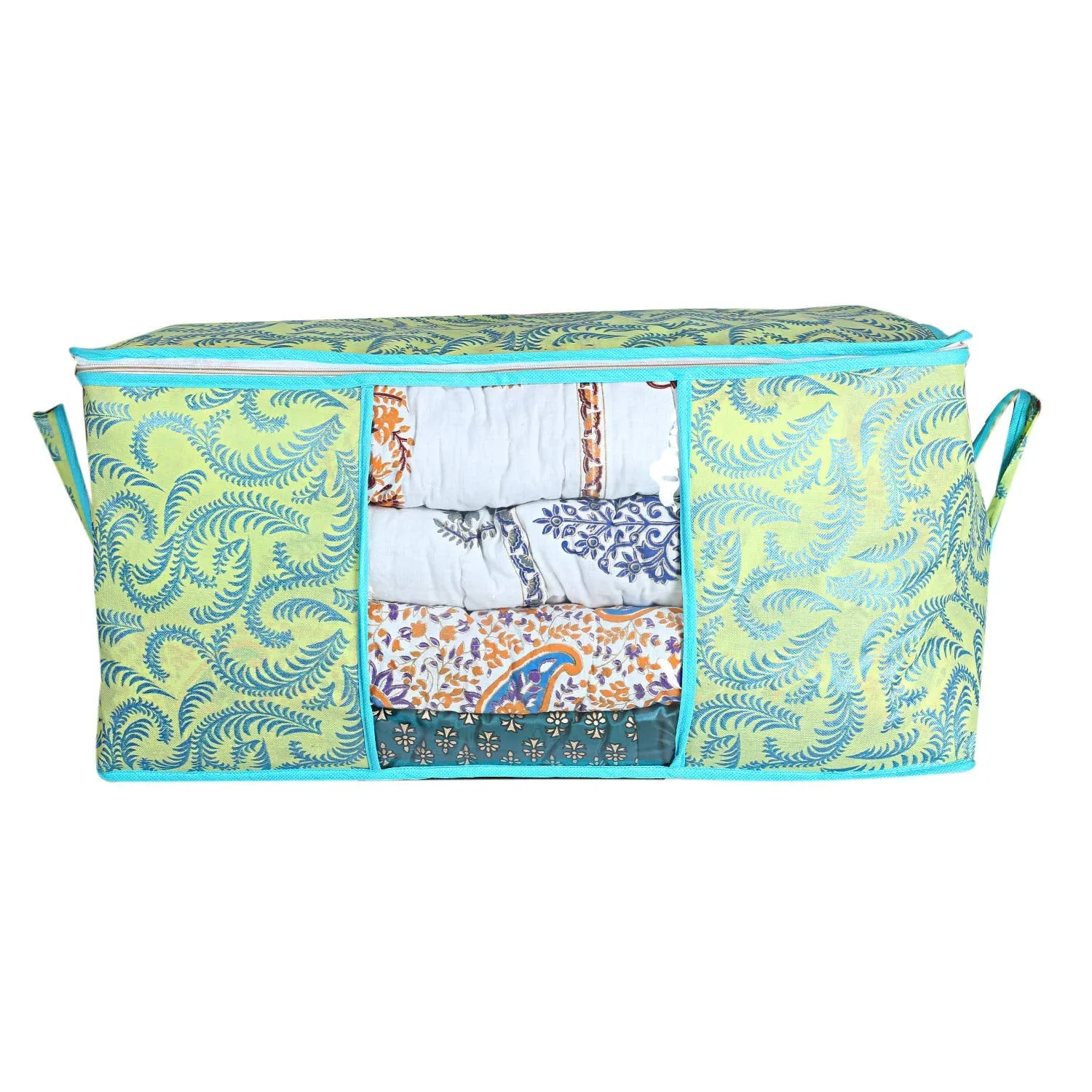 Kuber Industries 2 Piece Non Woven Exclusive Underbed Storage Organiser, Green