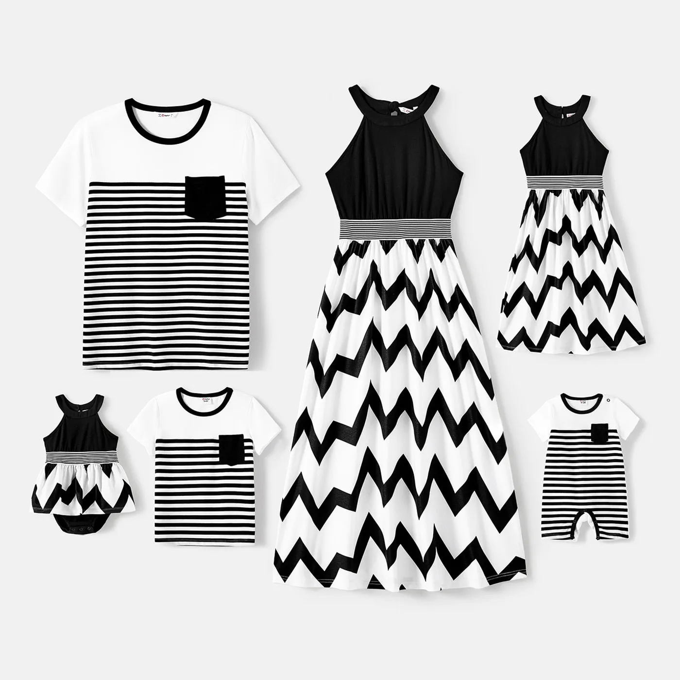 Matching Family Outfit - Striped Black & White Rio de Janeiro Set