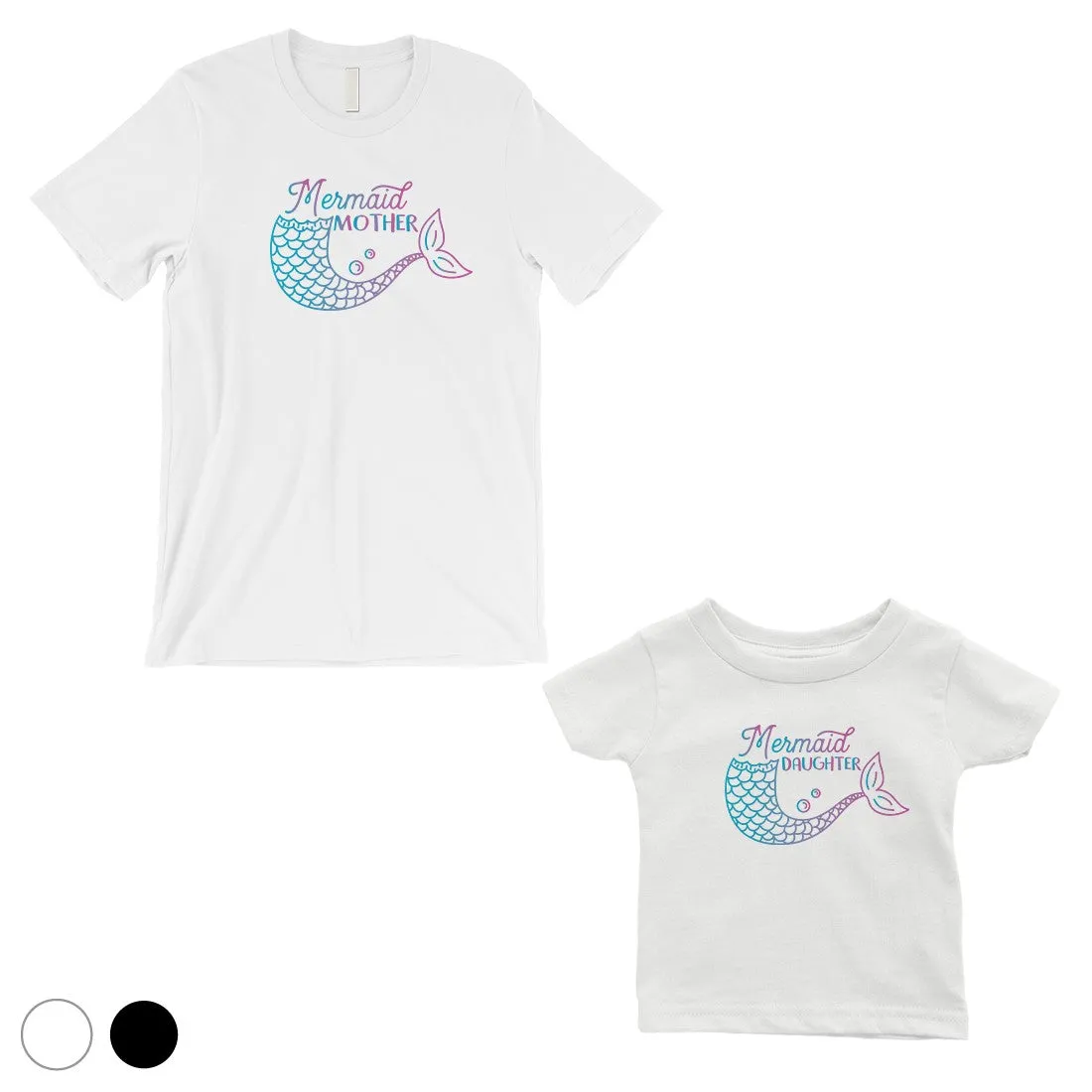 Mermaid Mother Daughter Matching T-Shirts White Mother's Day Gift