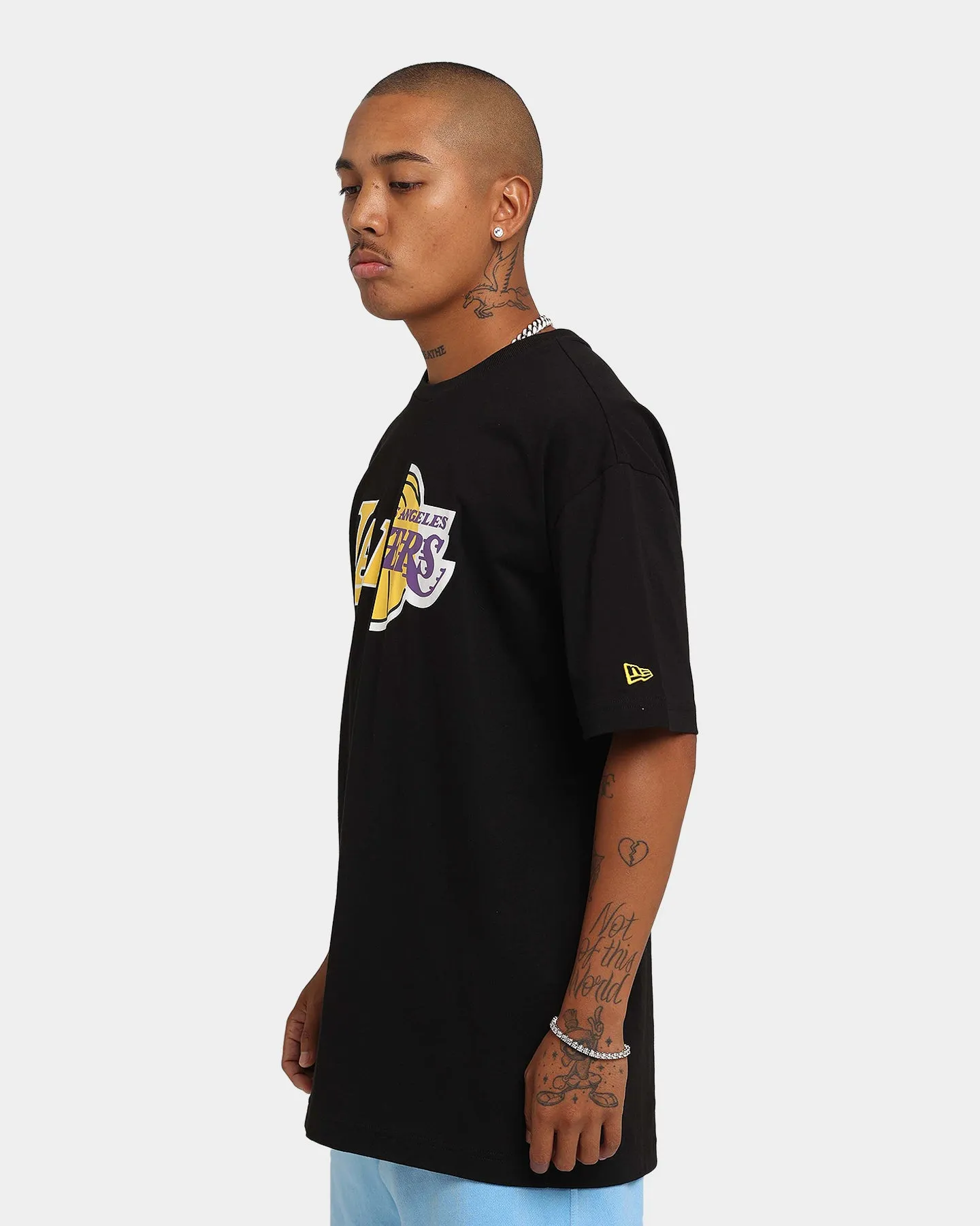 New Era Los Angeles Lakers Oversized Spilt T-Shirt Black