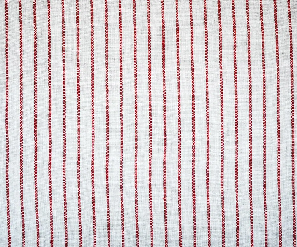 Red-White Spence Bryson Stripe Irish Linen Woven Fabric