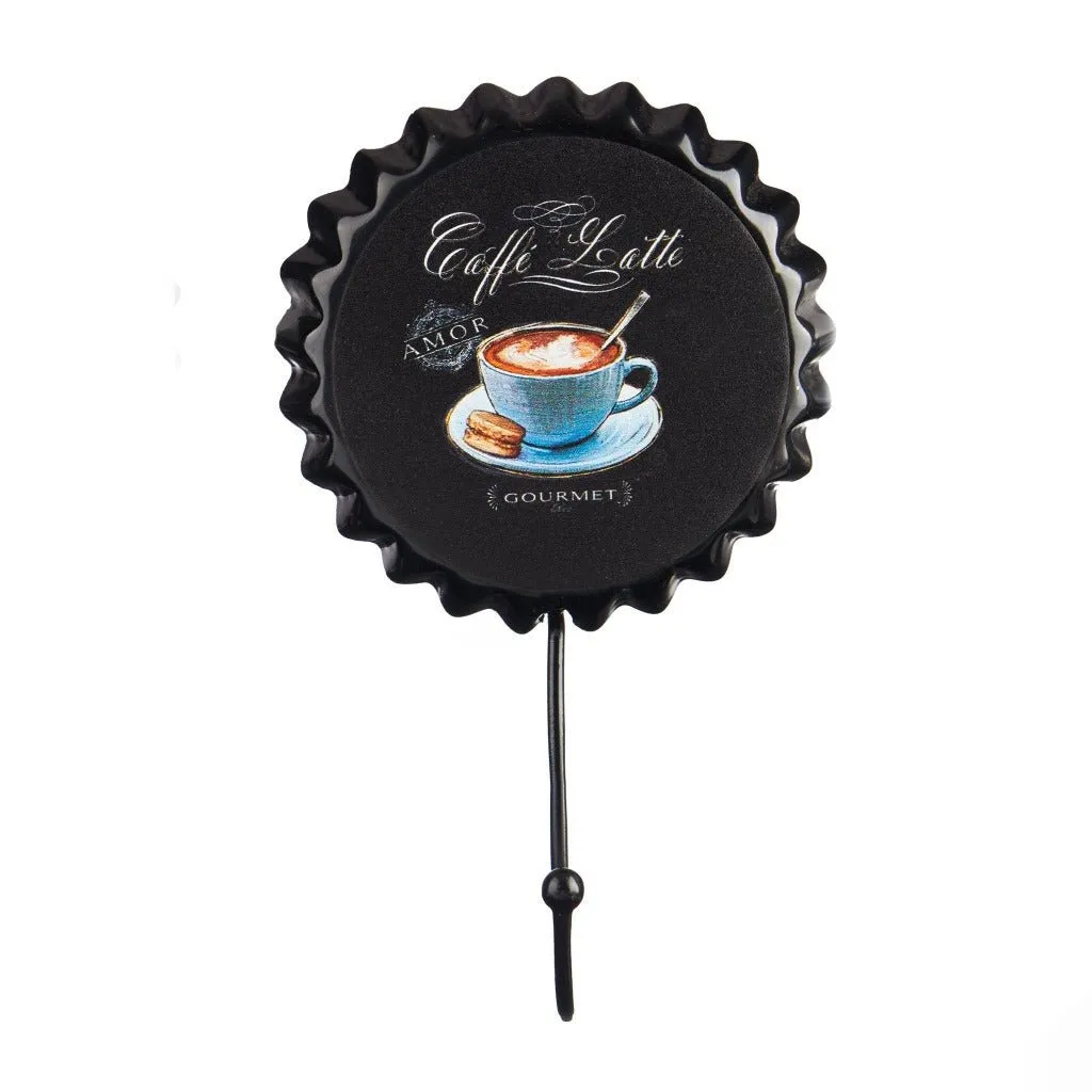 Retro Gourmet Coffee Metal Wall Hook | 2 x 1 x 3 inches