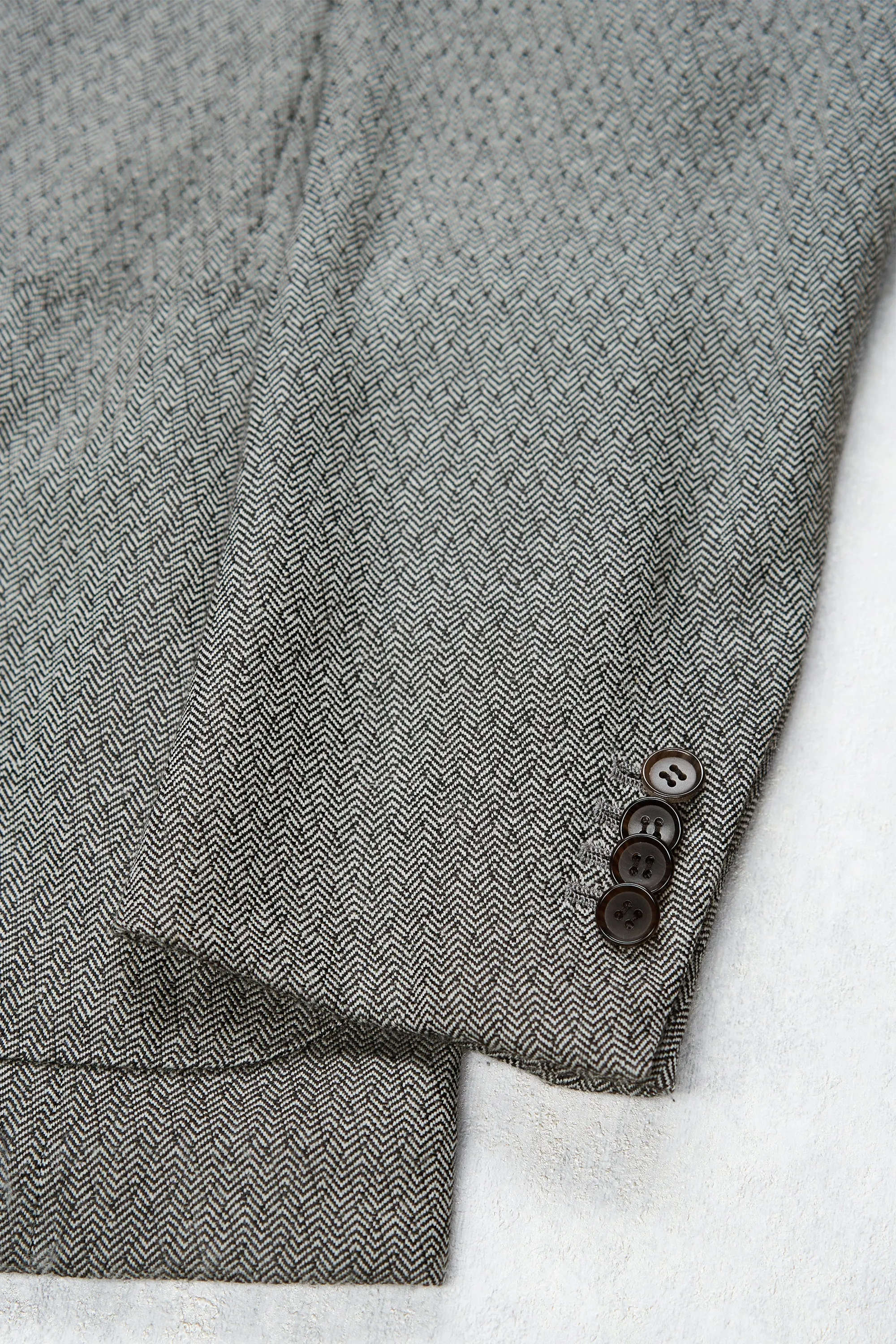 Ring Jacket Meister Grey Herringbone Wool Sport Coat MTO