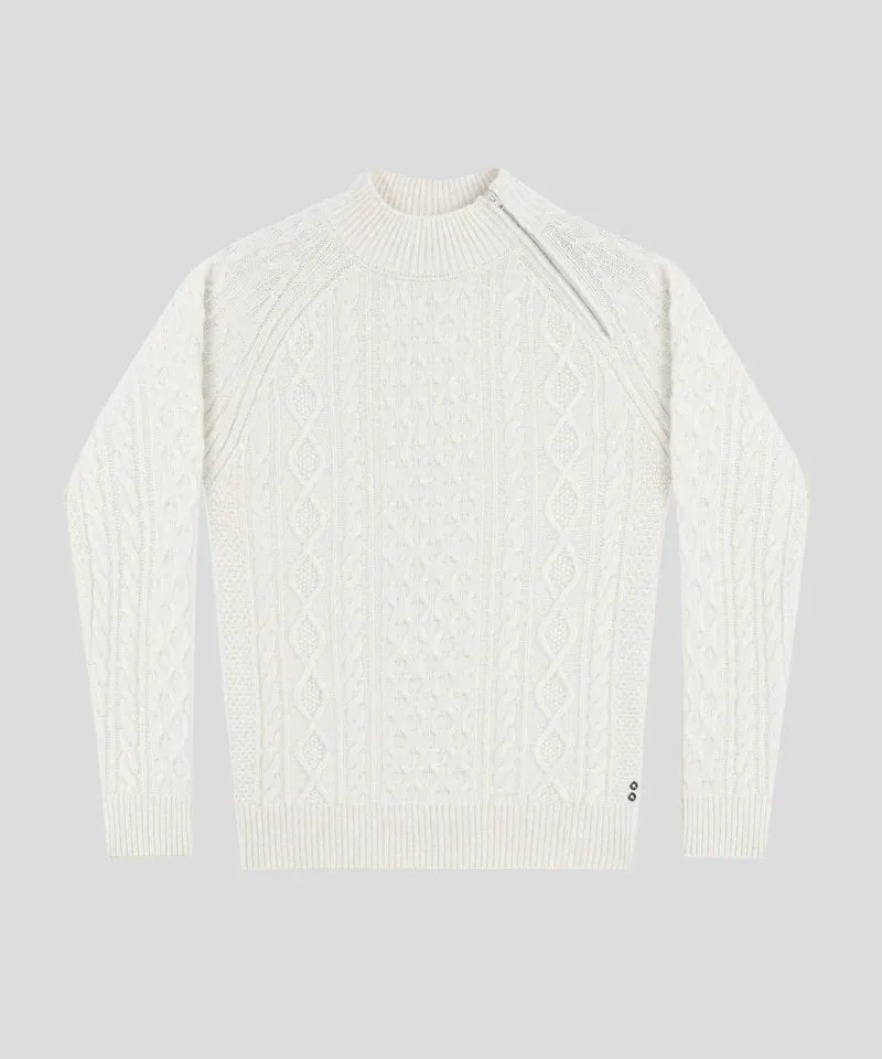 RON DORFF WOOL CASHMERE TELEMARK SWEATER W ZIP - Off White