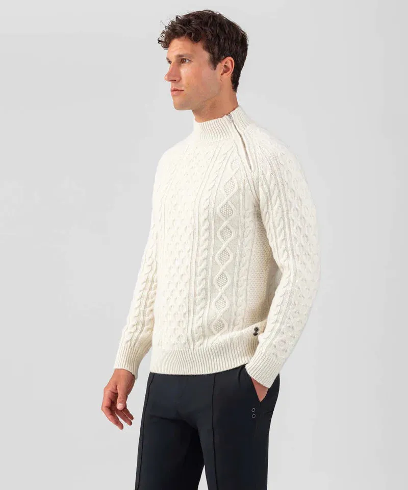 RON DORFF WOOL CASHMERE TELEMARK SWEATER W ZIP - Off White