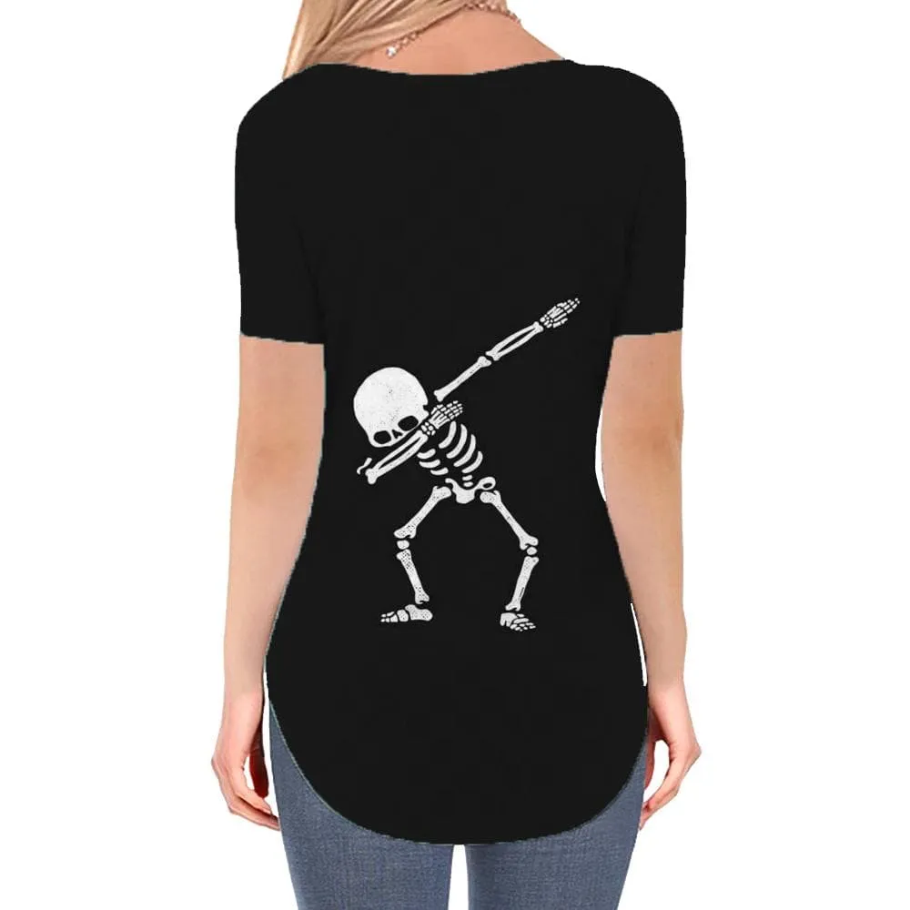 Skull T Shirt Women Skeleton Shirt Print Dancing Funny T shirts Rock T-shirts 3d