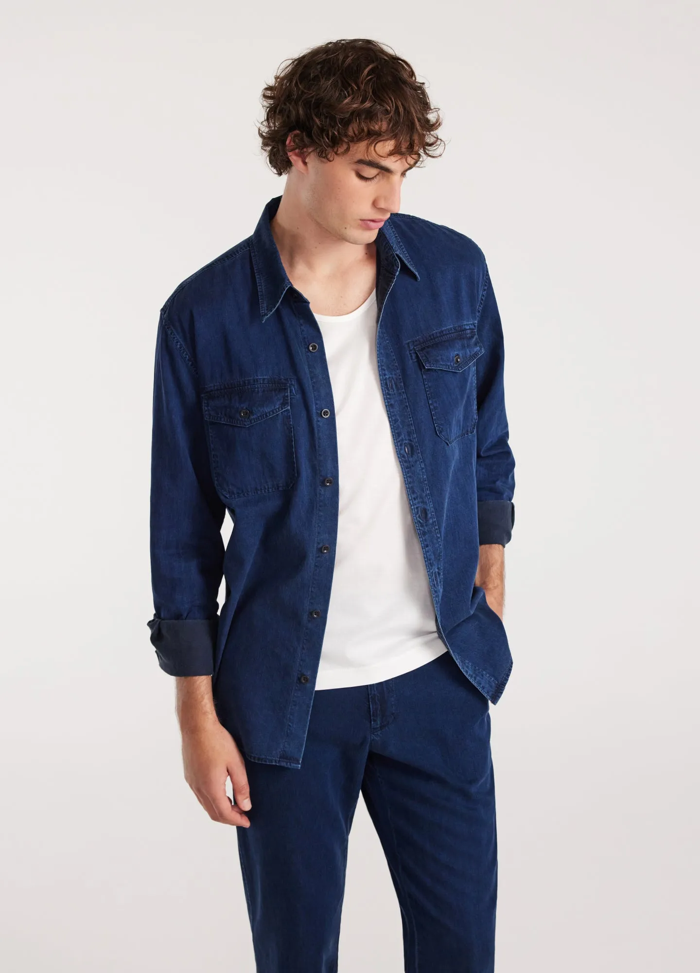 Soft Denim Utility Shirt Indigo