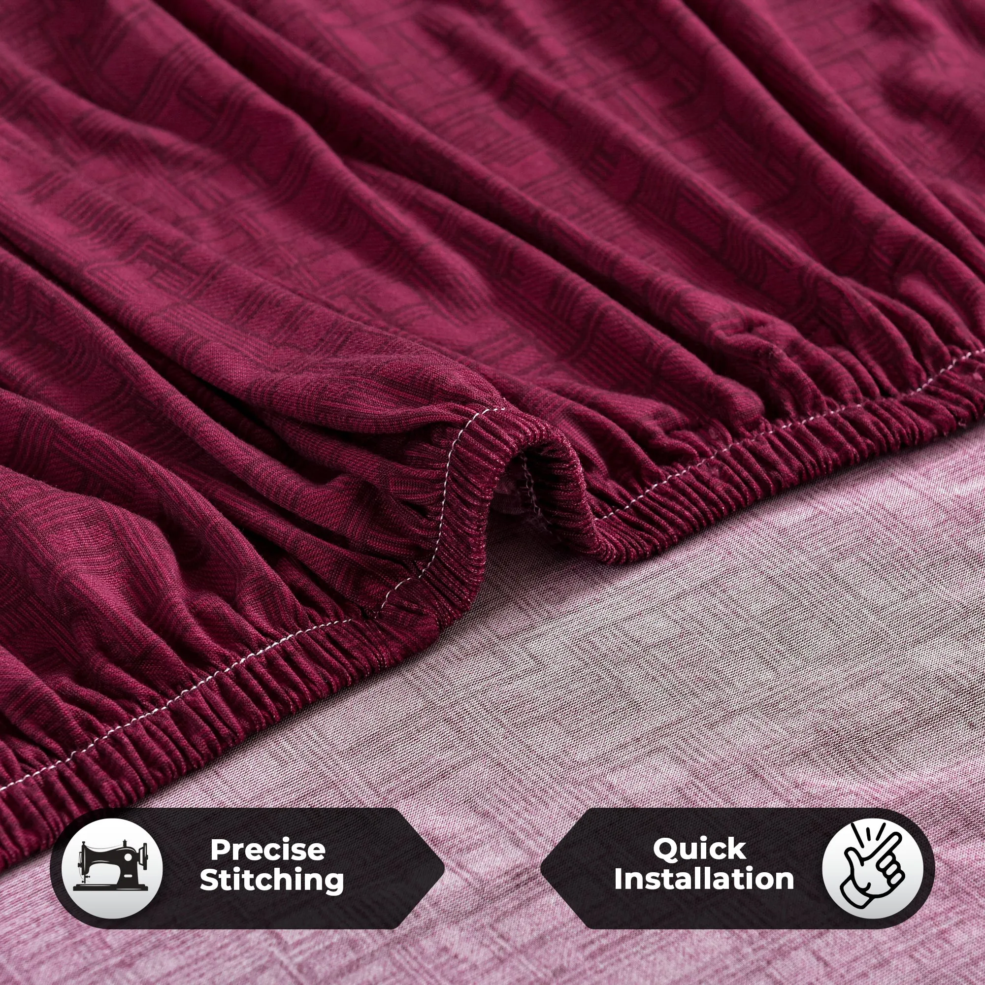 Story@Home Elastic Stretchable 1 | 2 | 3 | 4 Seater Wine Red Criss Cross Pattern Sofa Cover