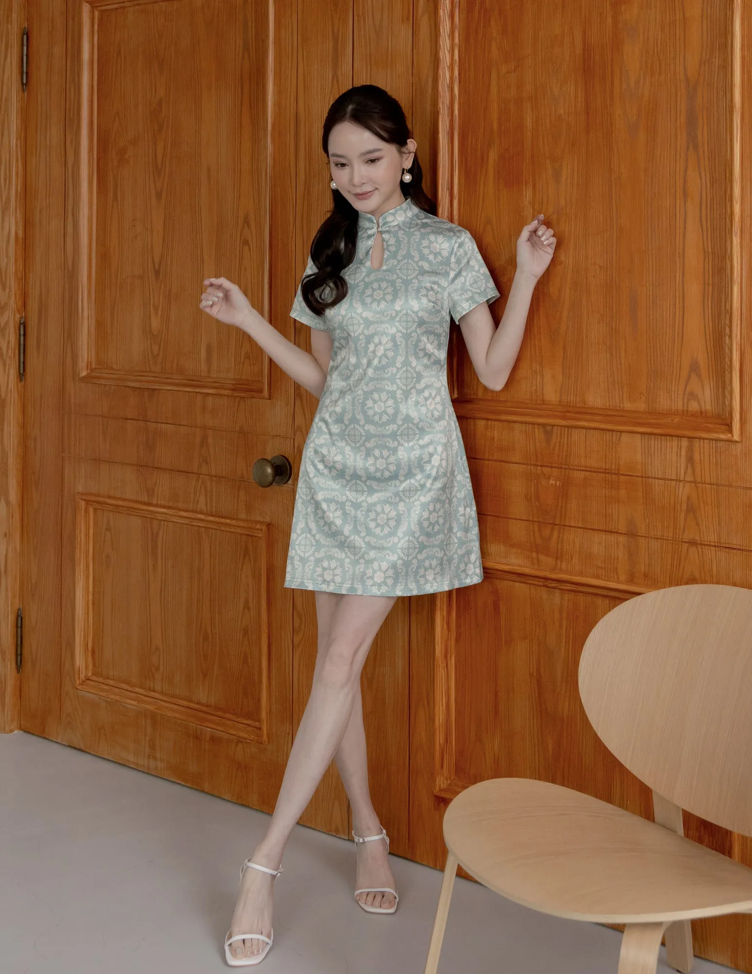 Sue Cheongsam Dress in Green