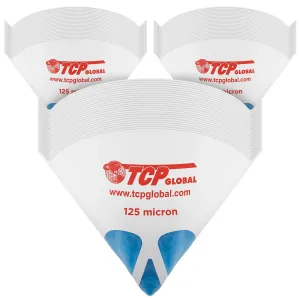 TCP Global 250 Pack of Paint Strainers with Ultra-Fine 125 Micron Cone Filter Tips - Pure Blue Ultra-Flow Blue Nylon Mesh - Strain Auto, House Paint