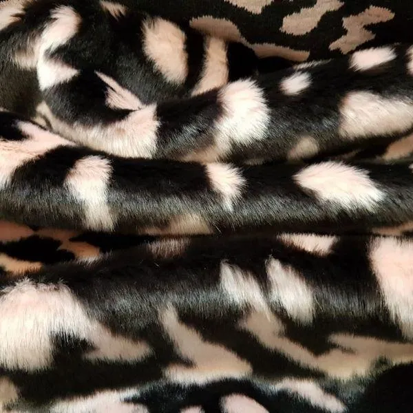 TISSAVEL Fur, Fun Fur with Pink Blotches on Dark Brown