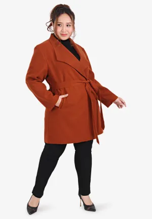 Waldorf Long Wrap Coat - Sunset Brown